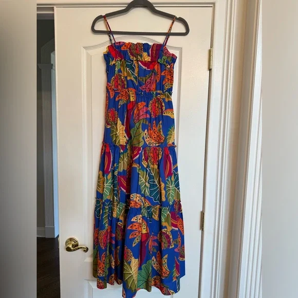 knee length dresses for ladies Blue Spring Bananas Midi Dress – FARM Rio main image 1